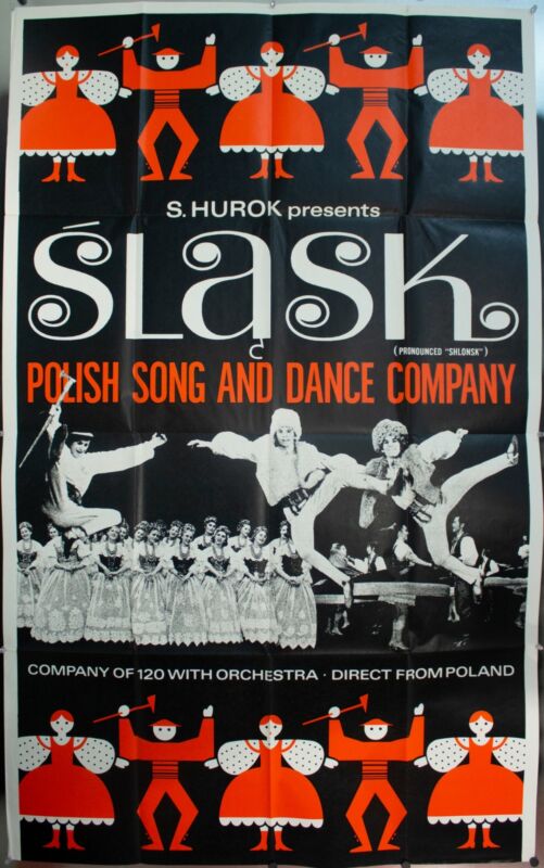 c. 1960 Slask Polish Song And Dance Orchestra Sol Hurok Poster Vintage Original