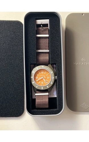Pre-owned Marathon Watch Company X J.crew Navigator Watch Altitude Orange Swiss Made $425