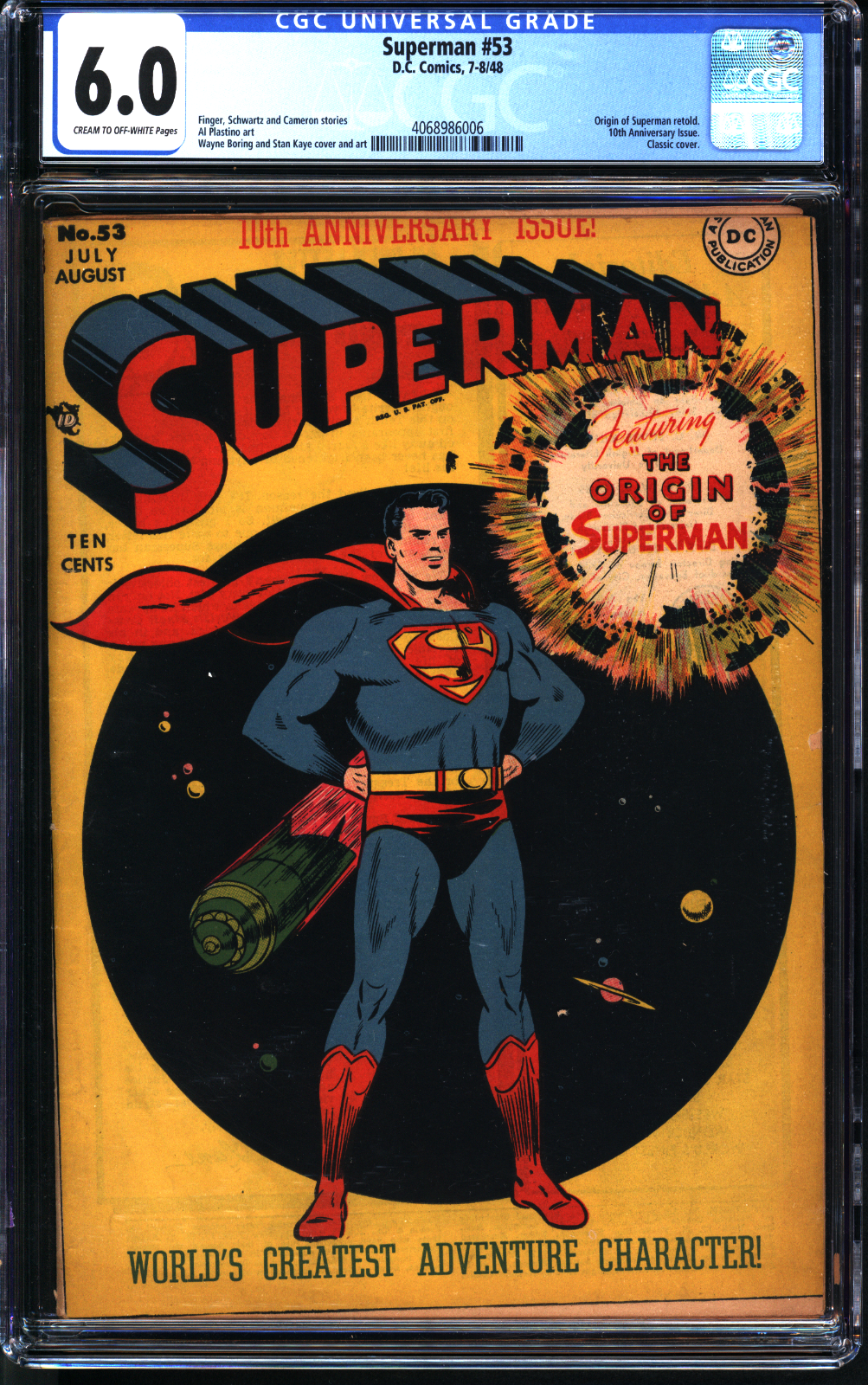 Superman #53 (1948) CGC 6.0 -- Classic 10th Anniversary