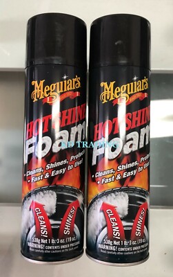(2-Pk) Meguiar's Auto HOT SHINE FOAM Clean Protect Tire Dressing Spray UV Block