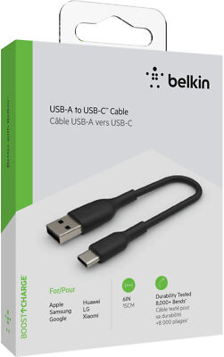 Belkin USB-C/USB-A Kabel PVC, 15cm Kabellänge, schwarz Boost BRANDNEU
