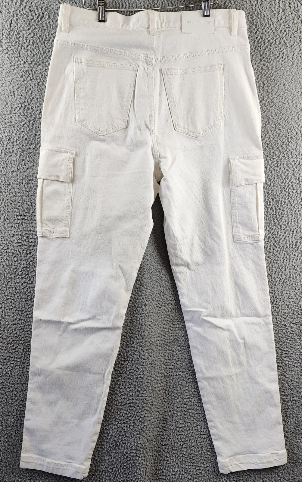 REBECCA MINKOFF Relaxed Cargo Pants Women's 30 Alabaster Button Zip Closure - Picture 6 of 20