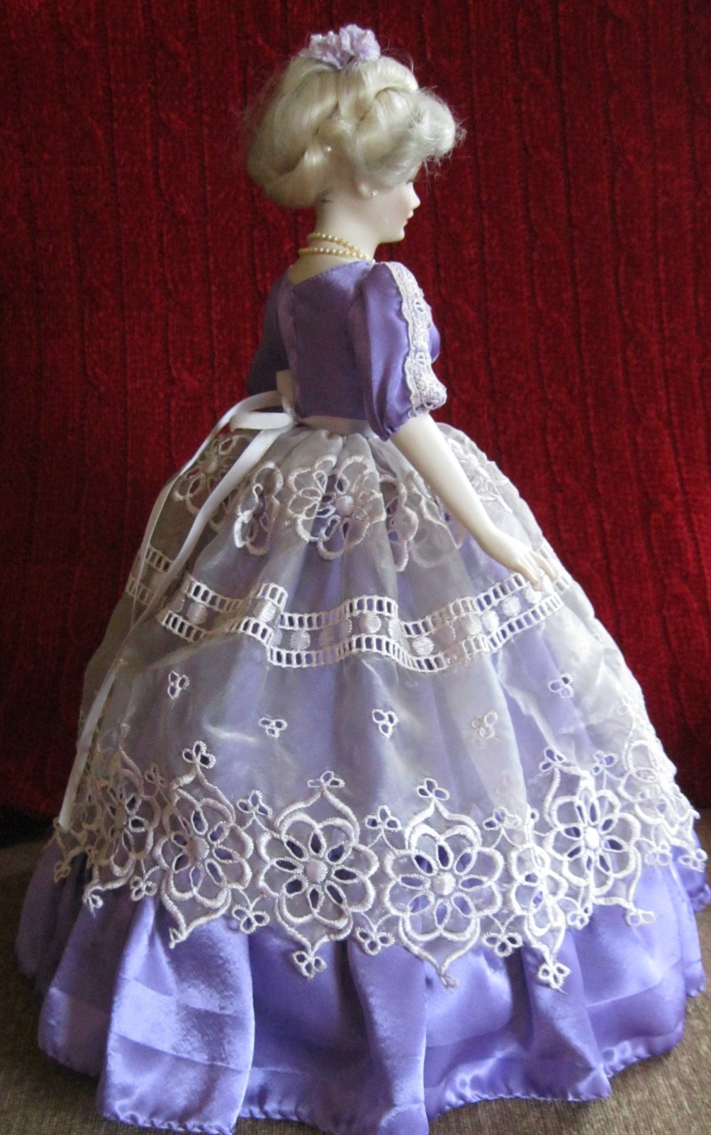 Dorsey Creations Porcelain Doll Signed Madame Shiao-Yen - Lavender, Lace, Pearls
