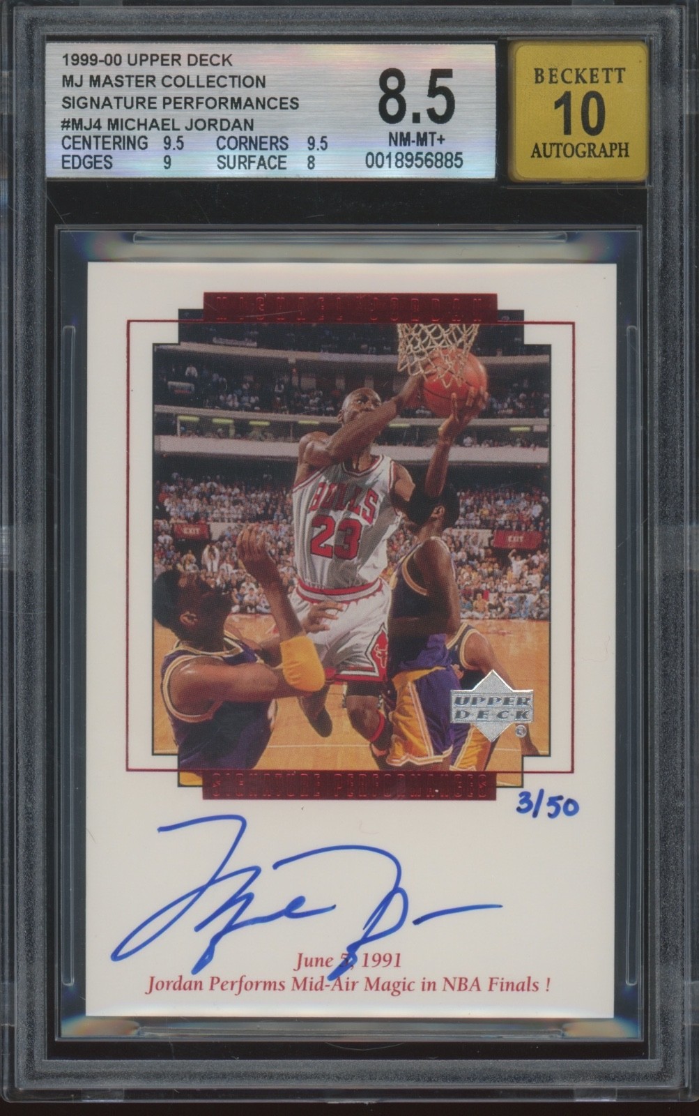 1999 Upper Deck MJ Master Collection Michael Jordan 3/50 Auto BGS 8.5 10 Auto