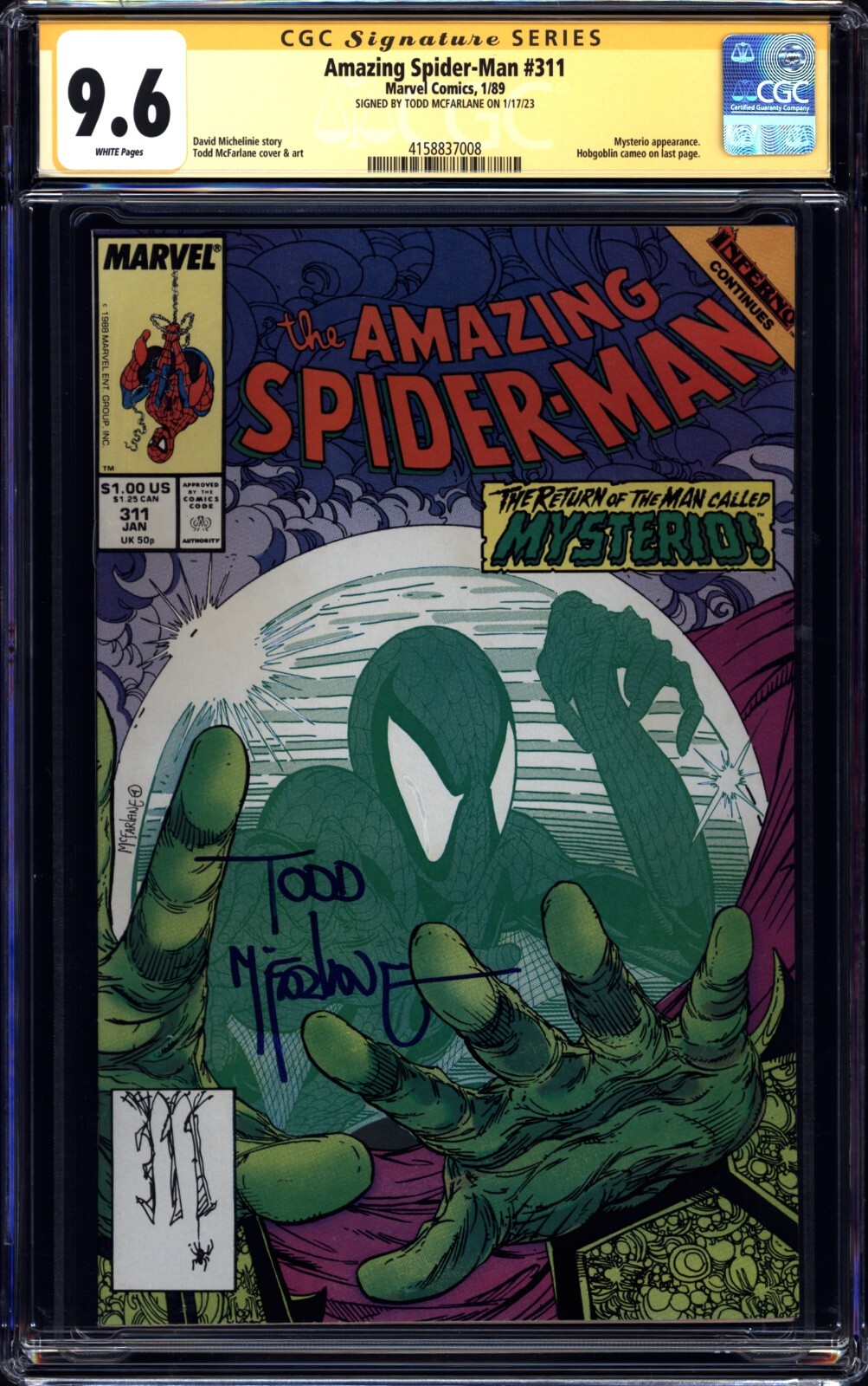 1月セール！アメコミリーフ Spider-Man #7 CGC 9.6 Amazing Spider-Man #311 CGC 9.6 ss McFarlane signature