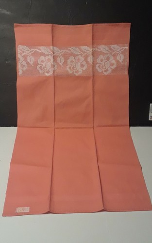 Vintage MCM Cannon His & Hers Hand Towel Lot Of 3 Yellow Pink Coral Melon Flower