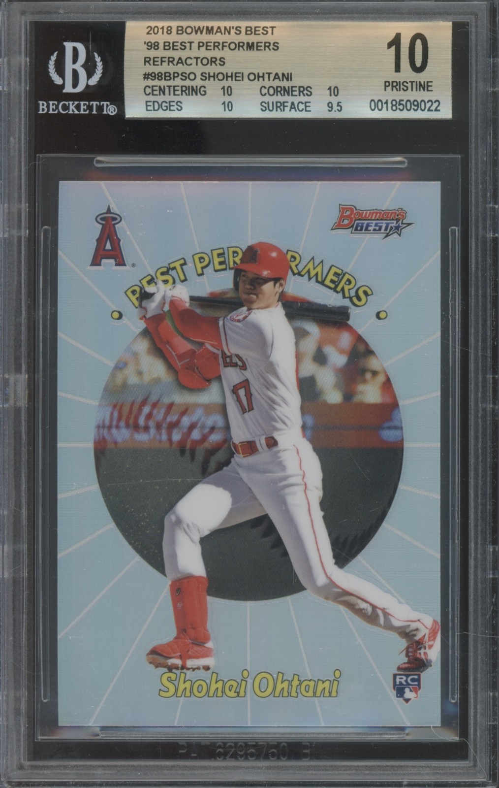 2018 Bowman's Best Performers Refractor Shohei Ohtani RC Rookie Pristine BGS 10