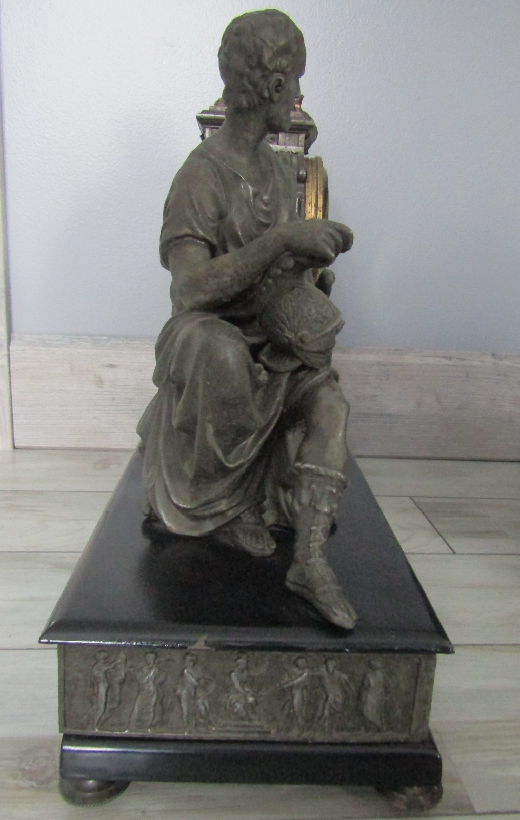 Antique 1800's Ansonia Cincinnatus Figural Ornate Cast Metal Mantel Clock