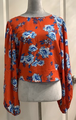 Sugarlips Curve 1X Boho Peasant Floral Top Blouse Balloon Sleeve Cottagecore