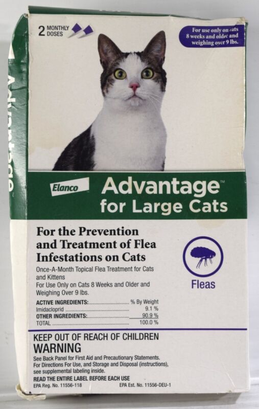 Elanco ADVANTAGE for LARGE Cat (Cats) Over 9 lbs 2 Monthly Doses Flea Treatment