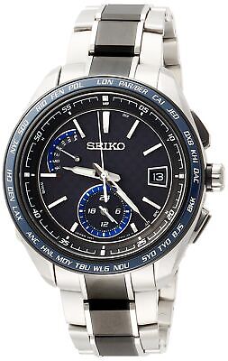 Pre-owned Seiko Brightz Saga261 Black Men's Watch Solar Radio Carbon Tone Black Dial