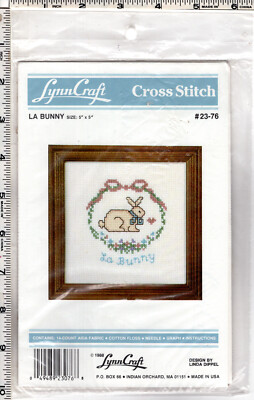 ''La Bunny''  1988 LynnCraft Linda Dippel Counted Cross Stitch Kit # 23-76 SEALED