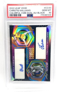 77036723 Max Christie Trevion Williams 2022 Leaf Vivid Black Auto 20/20 PSA 10
