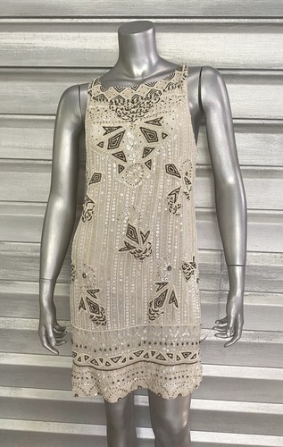 ALL SAINTS SPITAFIELDS White Sequin Beaded Gatsby Sleeveless