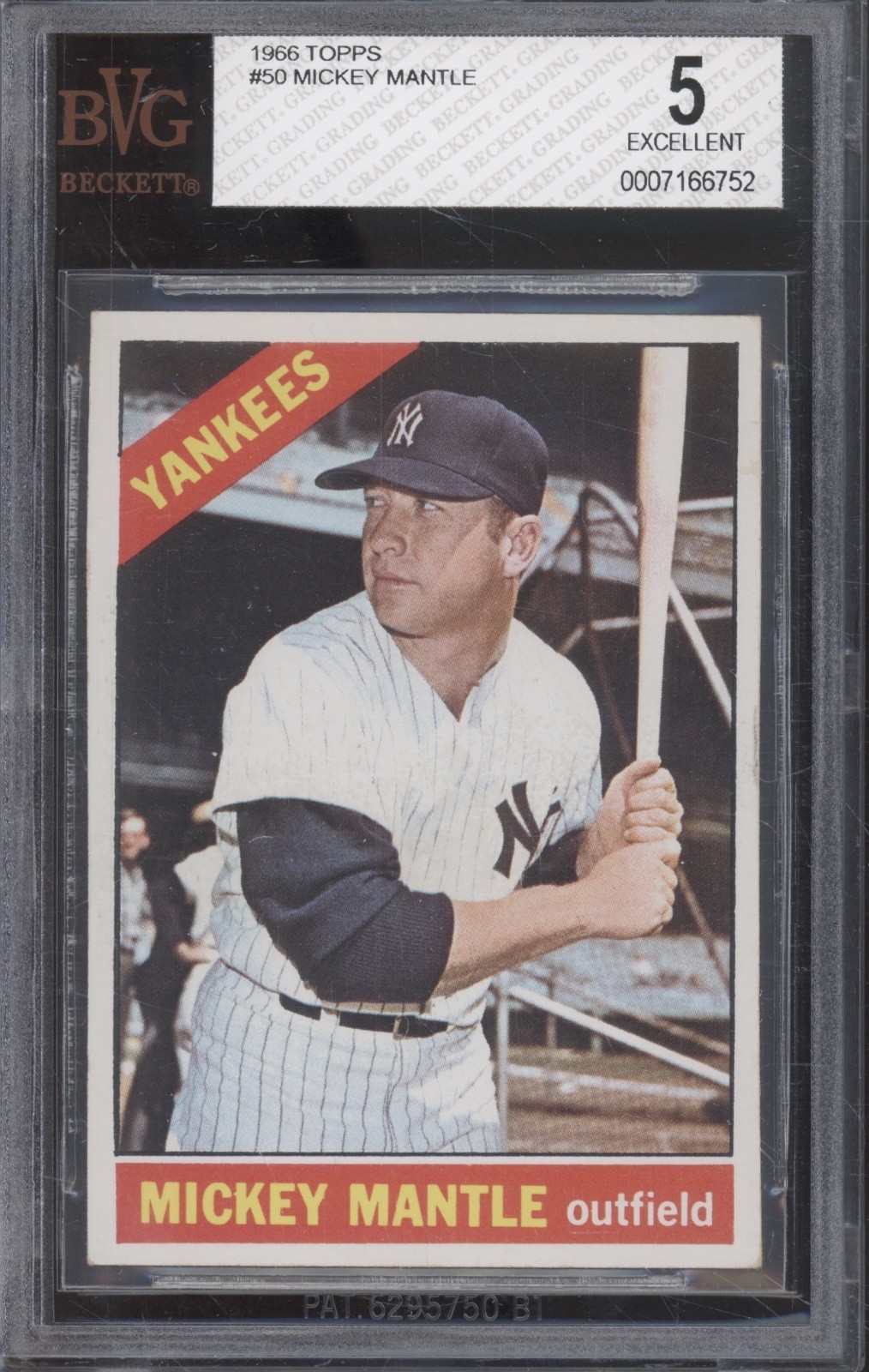 1966 Topps Baseball #50 Mickey Mantle EX BVG 5