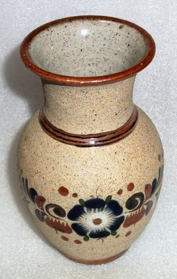 VASE MEXICO POTTERY STONEWARE FLOWER NEOZ SIGNED