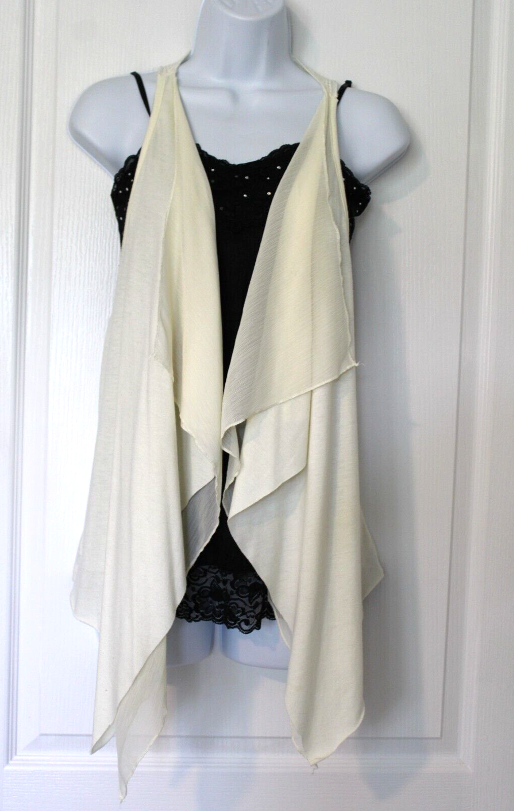 Sz M Misses' Boho Long Waist Double Layer Sleeveless Vest