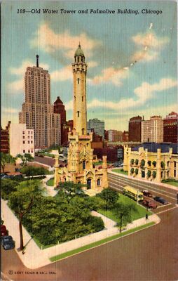 Old Water Tower & Palmolive Building, Chicago, IL. Postcards unused 55253