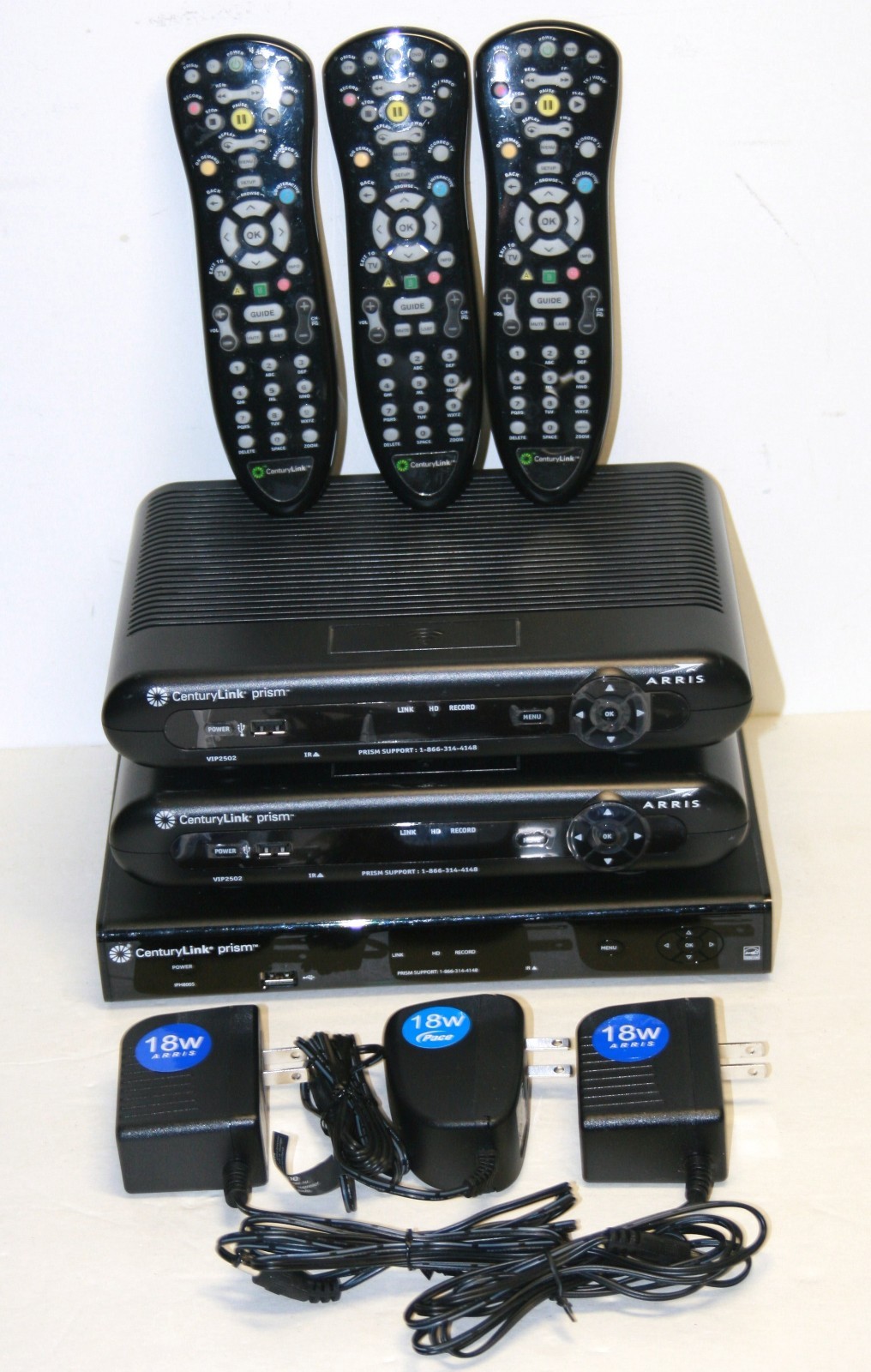 CenturyLink Prism IPH8005 HDMI HD 500GB  2 Arris VIP2502W IP Set Top Cable Box