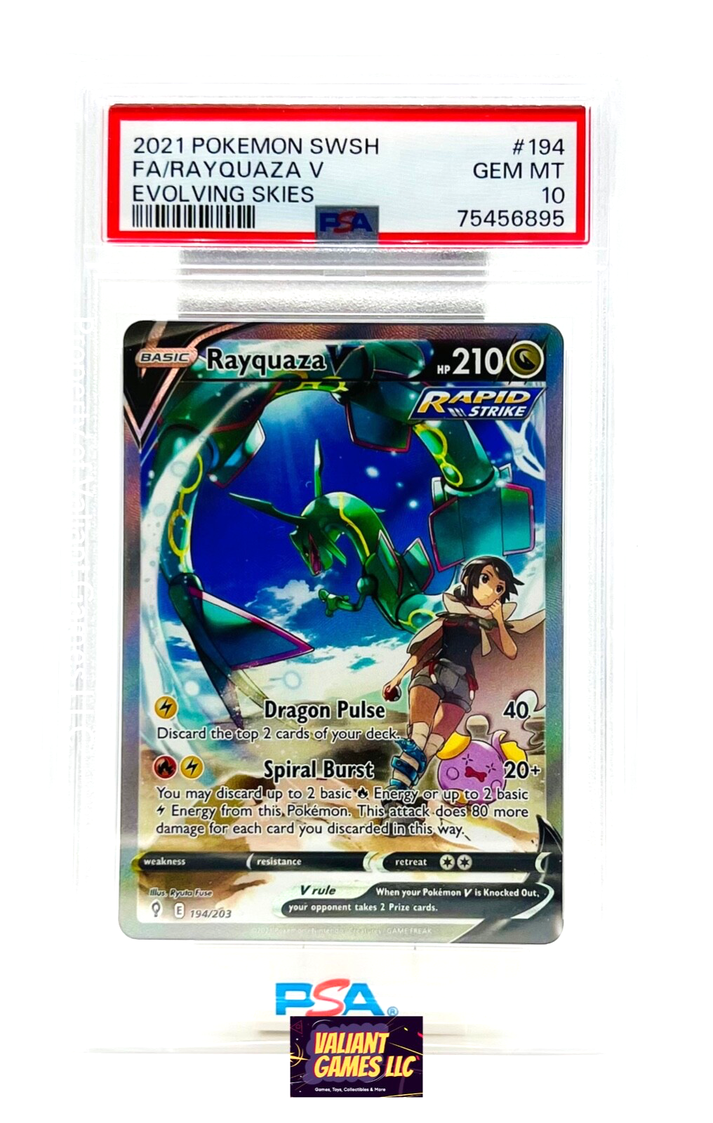 Pokemon Rayquaza V #194 PSA 10 Full Art Alt Art Evolving
