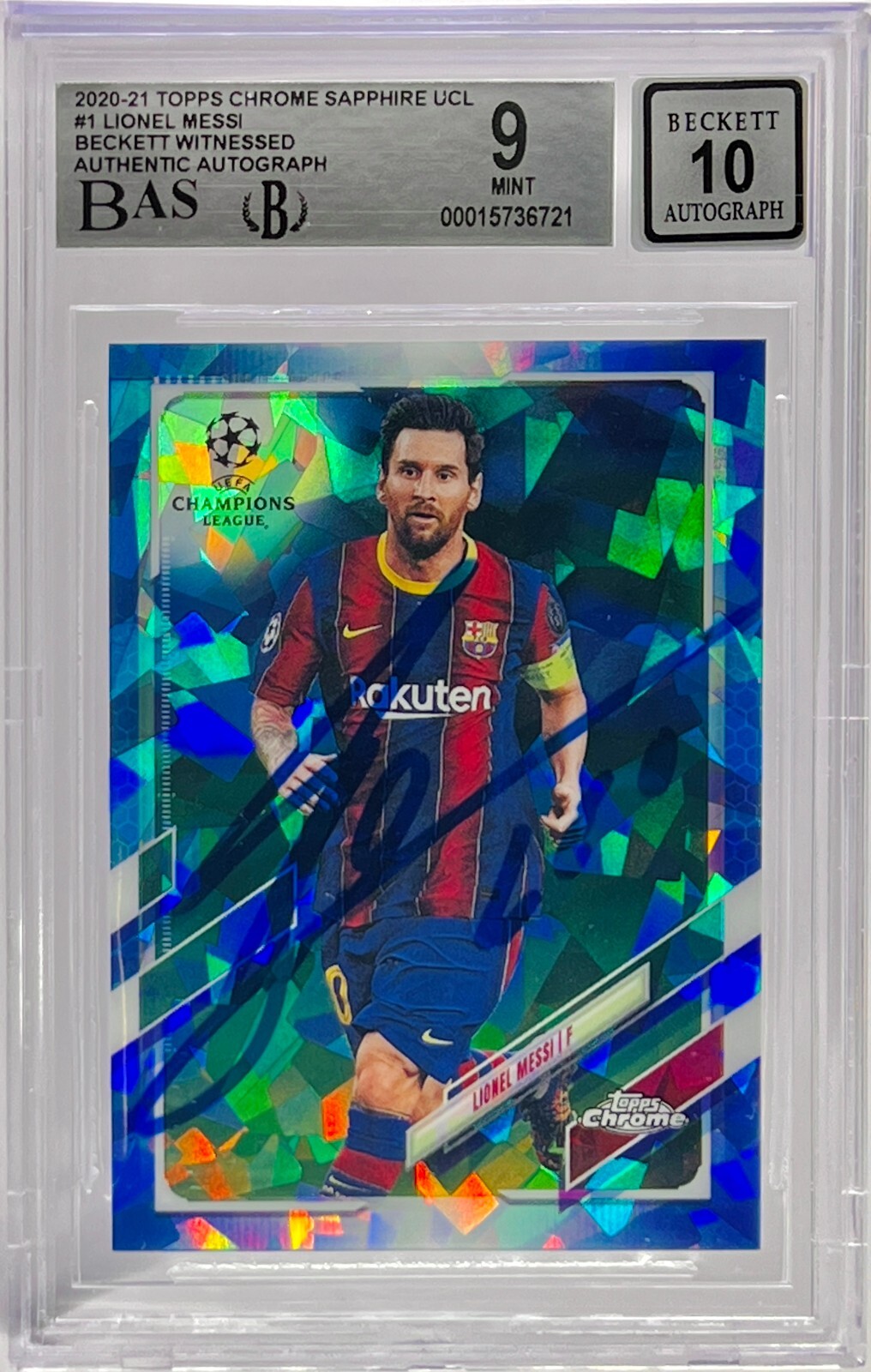 2020-21 Topps Sapphire #1 Lionel Messi Signed Barcelona Auto