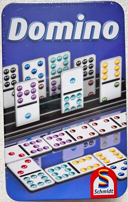 Domino Metal Box Schmidt Games Family Game Puzzle Solitaire Game 51435 New