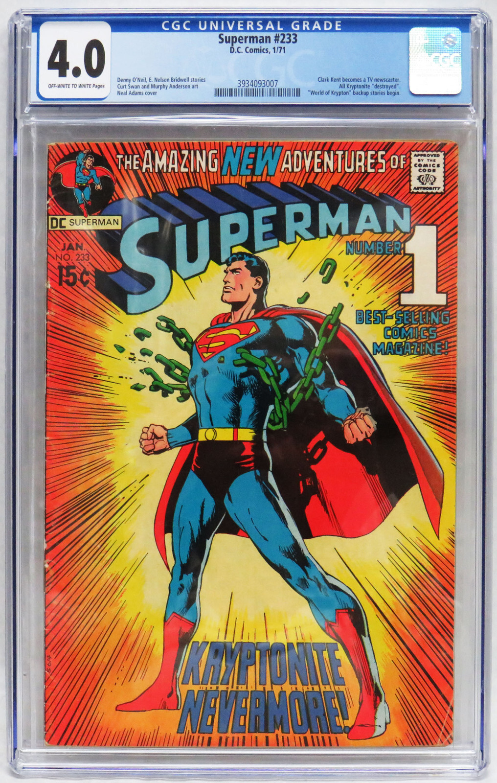 SUPERMAN コミック DC COMICS SUPERMAN #233 NEW ADVENTURES #1 CGC 4.0 