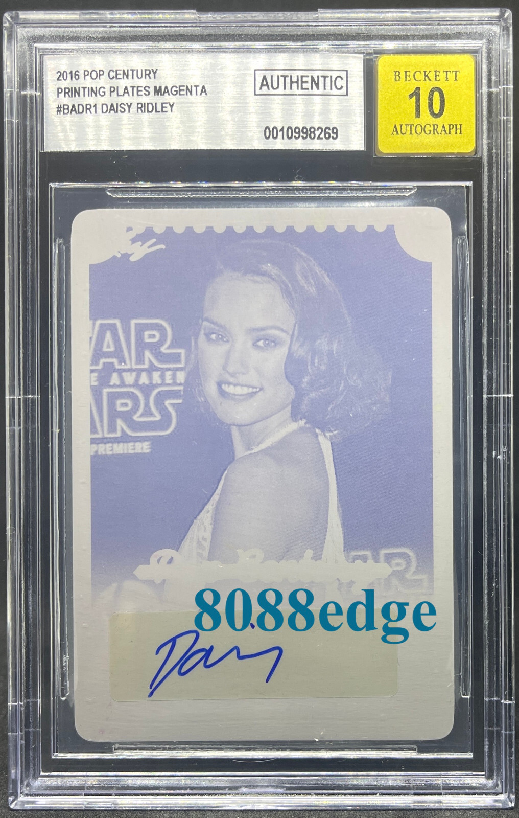 2016 POP CENTURY PRINT PLATE AUTO: DAISY RIDLEY #1/1 STAR