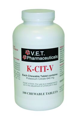 VET K-Cit-V 100 Count Chewable Potassium Citrate Tablets