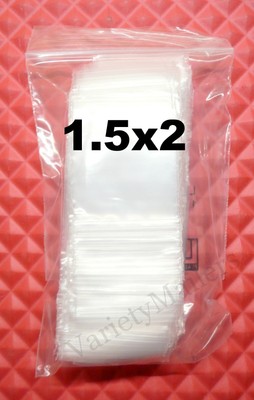 2500 Reclosable Storage Bags 1.5''x 2'' Clear 2 Mil Plastic Zip-Lock Baggies