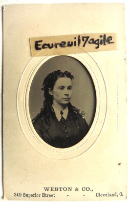 FERROTYPE photo jeune femme WESTON CLEVELAND OHIO H513