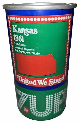 Vtg 7 Up Kansas 1976 United State Soda Promo Can. Top & Bottom Sealed
