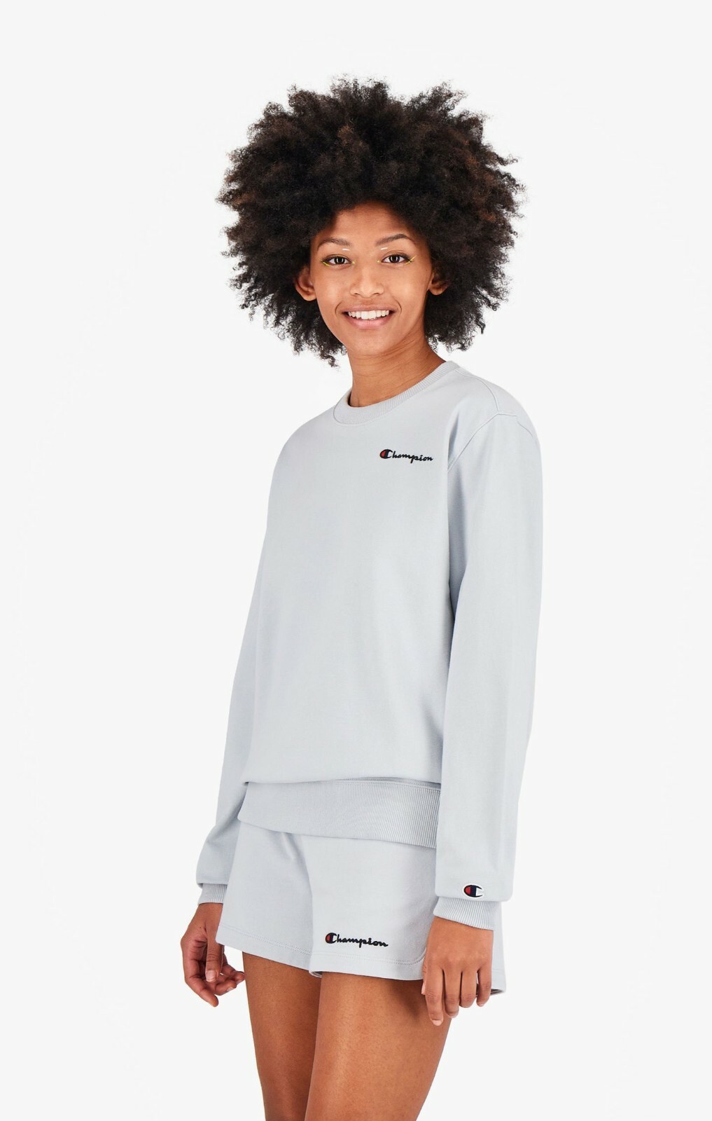 

Champion Organic Terry Natural Elements Print Crewneck Женские светло-серые с круглым вырезом, Серый