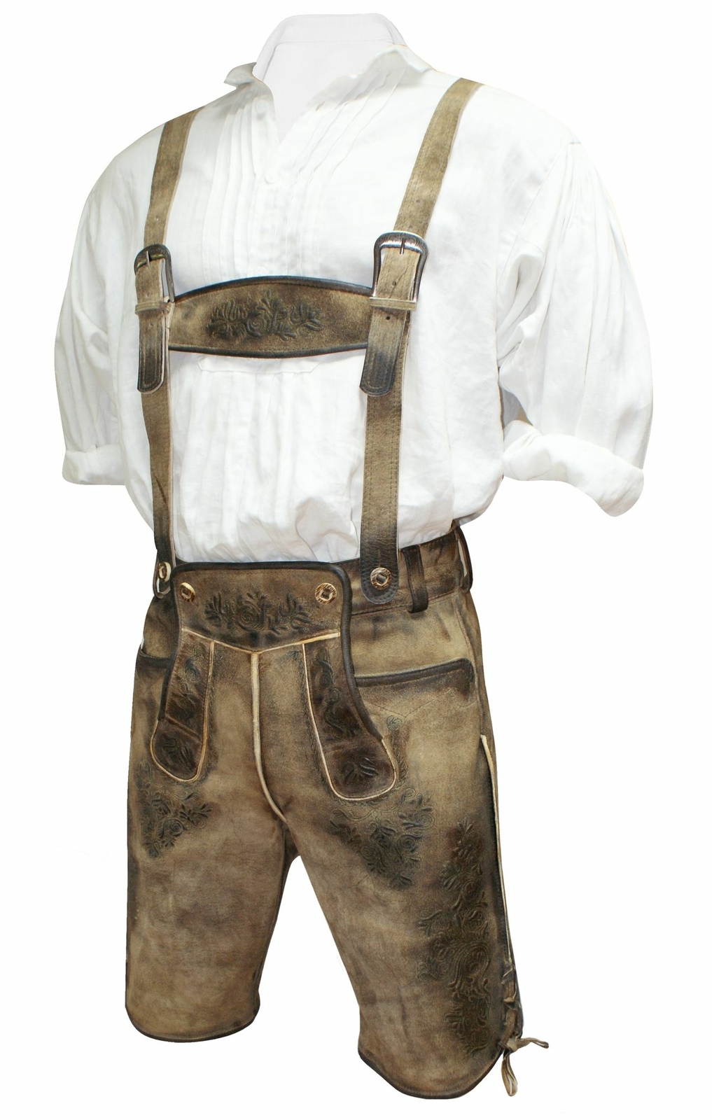 MADDOX GR.44-66 TRACHTENLEDERHOSE PLATTLERHOSE LEDERHOSE HIRSCHLEDER-OPTIK SPECKIG KURZ