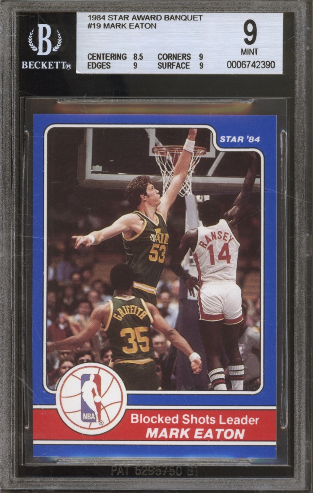 1984 Star Award Banquet Basketball #19 Mark Eaton Mint BGS 9