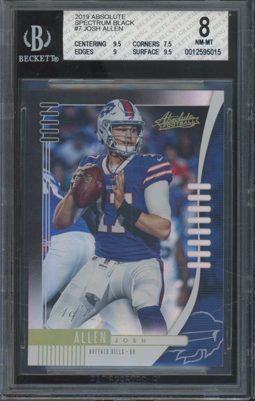 2019 Panini Absolute Spectrum Black #7 Josh Allen 1/1 BGS 8