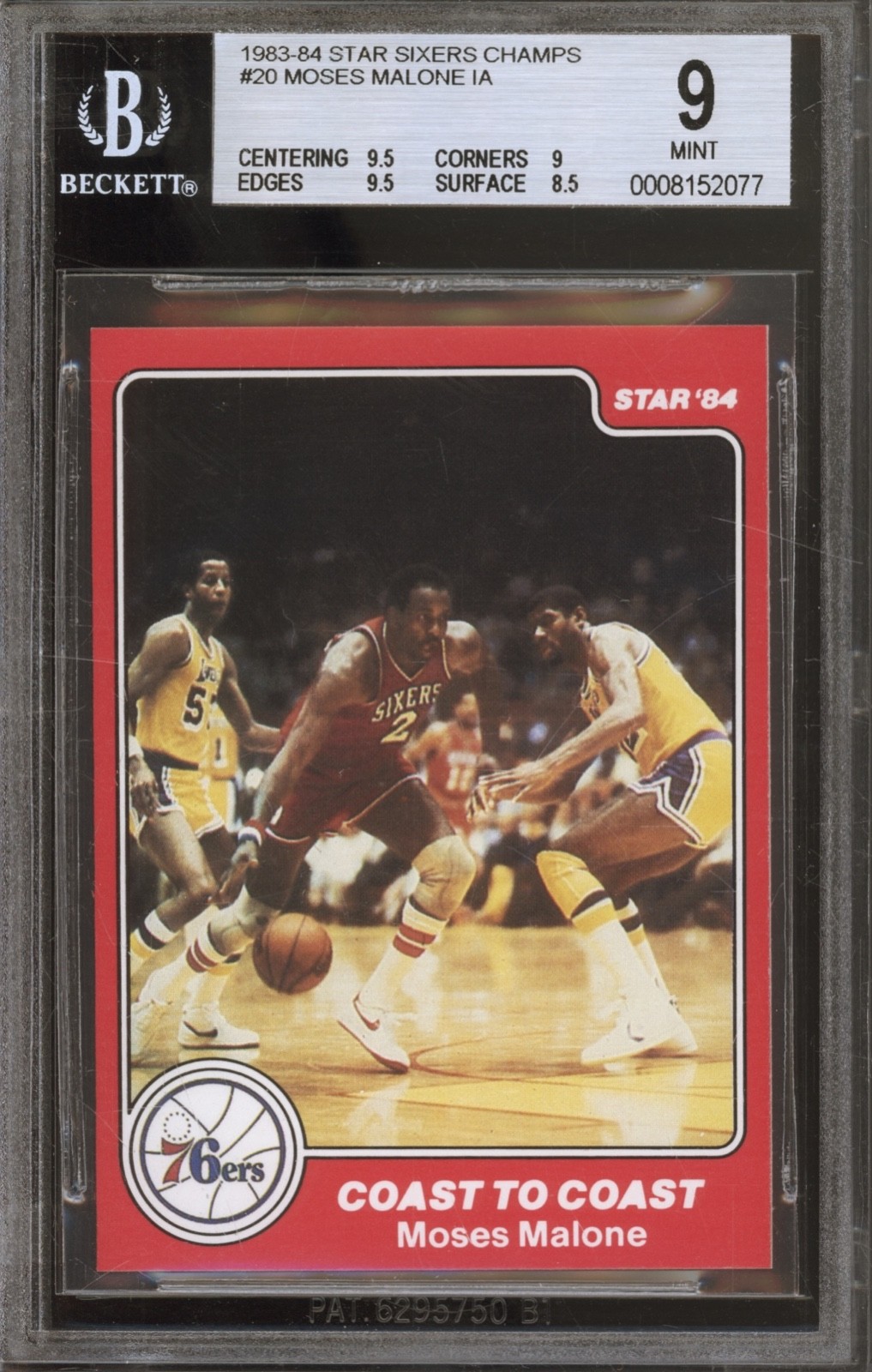 1983 Star Sixers Champs Basketball #20 Moses Malone IA Mint BGS 9