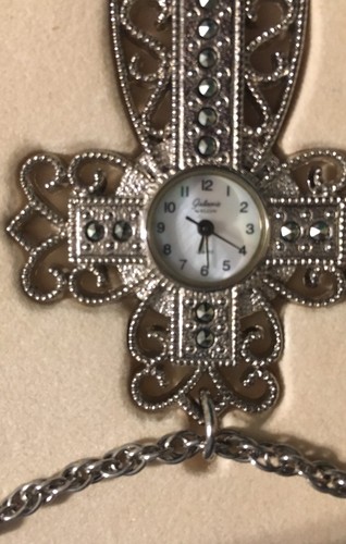 Galaxie by Elgin Cross Pendant Watch  • Filigree Marcasite • NEW! • New Battery!