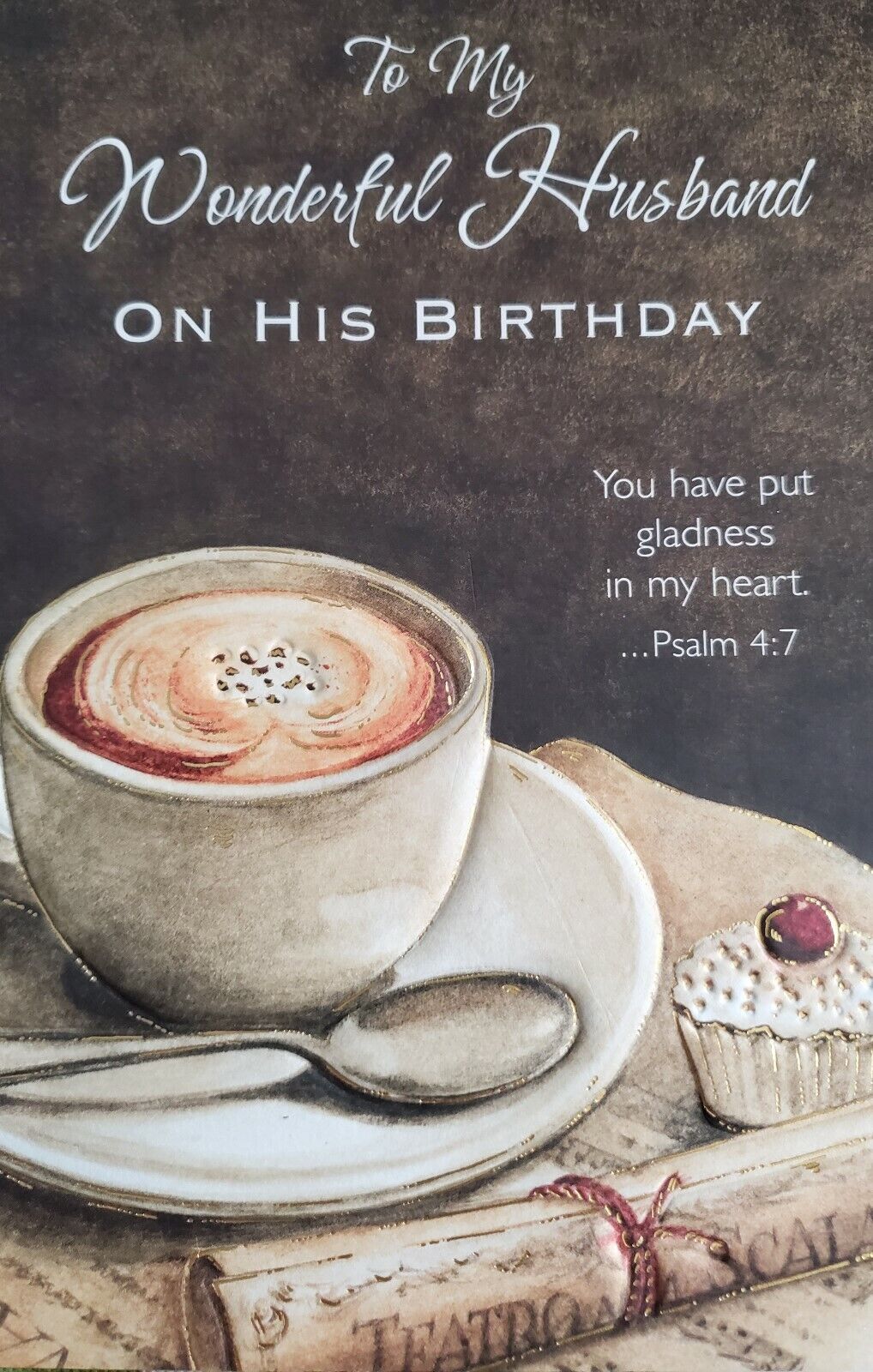 'To My Wonderful Husband w Psalm 4:7' birthday greeting card