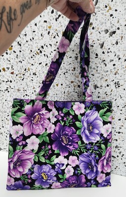 Handcrafted Purple Floral Tote Bag, Eco Friendly, Market Tote, Weekend Bag