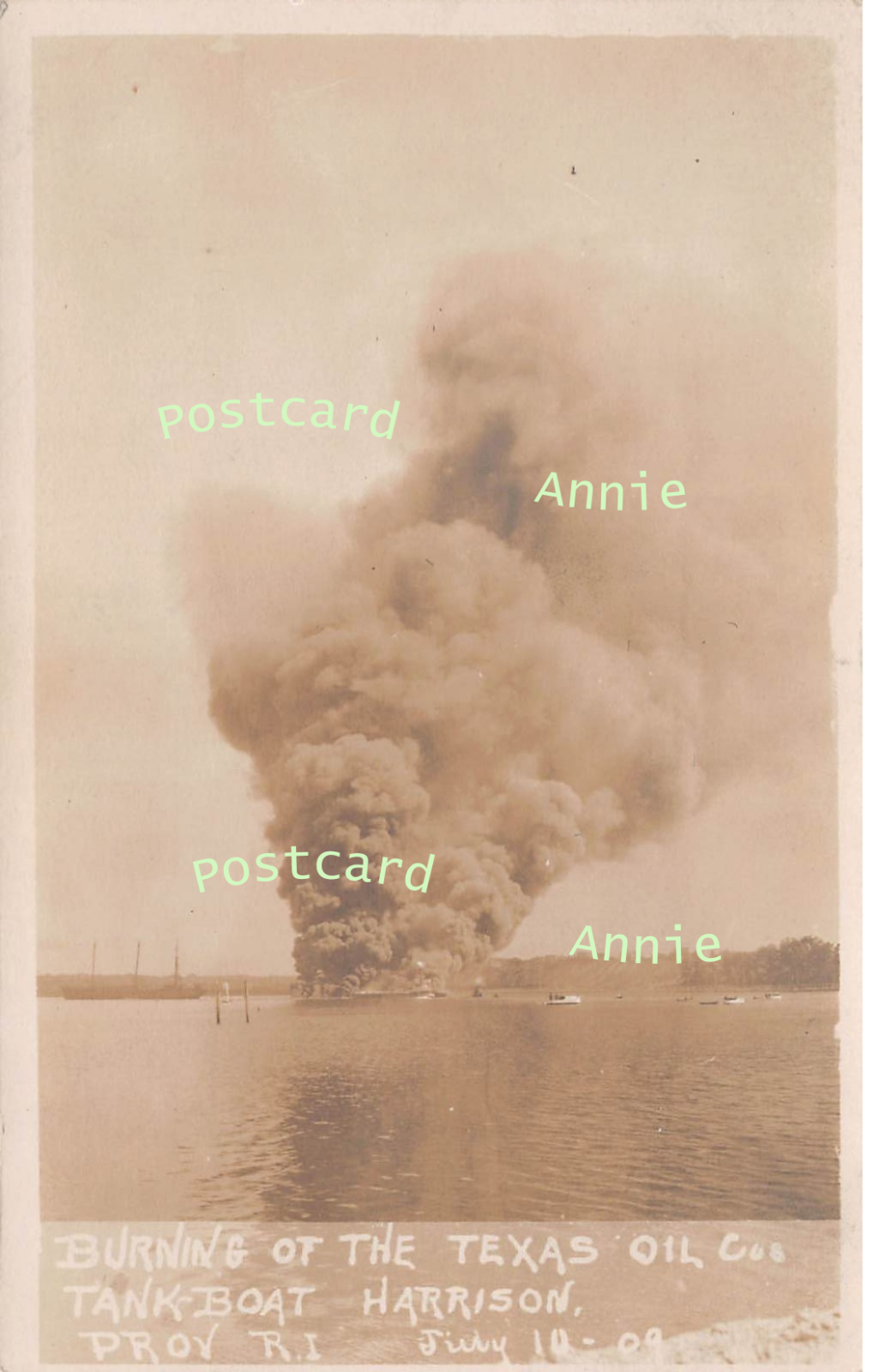 RPPC Providence RI Fire Disaster Texas Oil Tank Boat Harrison Photo Postcard C30