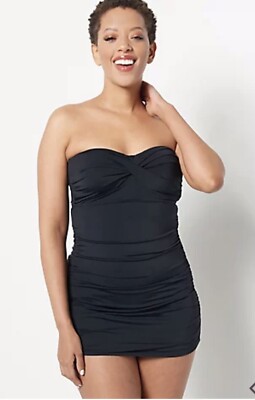 Jantzen Vamp Swim Dress with Removable Straps (Black, 16)
