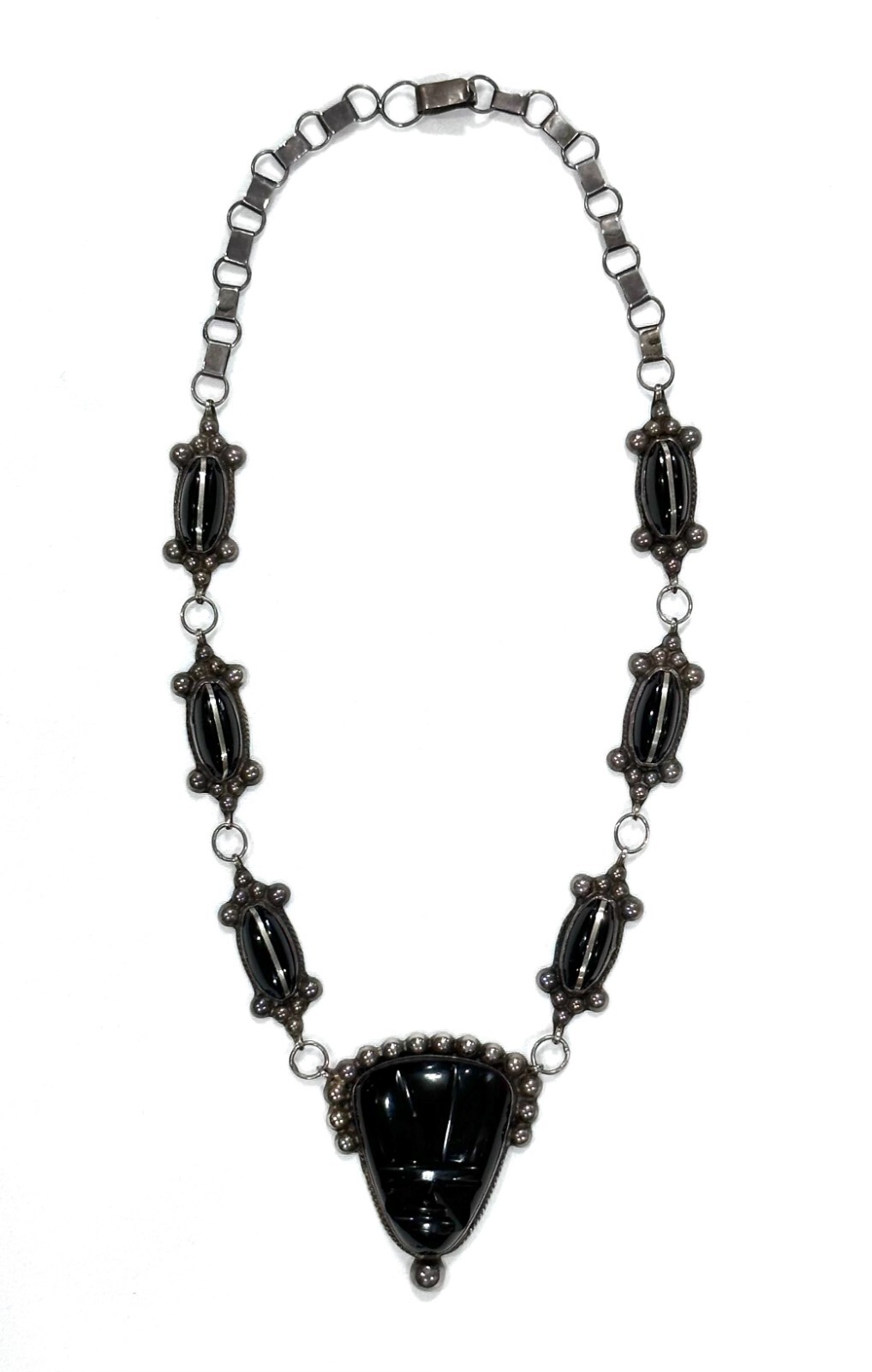 TATIANA☆[Silver925] Black Mark Necklace Hecho en Mexico Sterling Silver 925 Aztec Black Stone