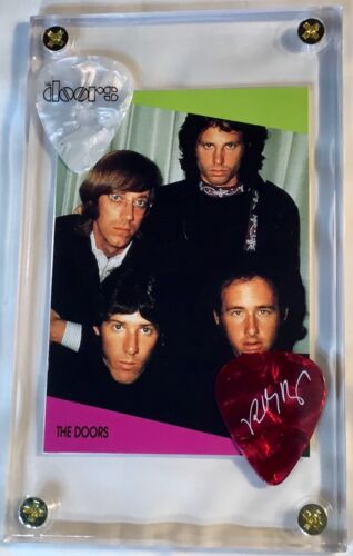 Nice The Doors Rockstar card #37 / 2 Robby Krieger logo guitar pick display!!!