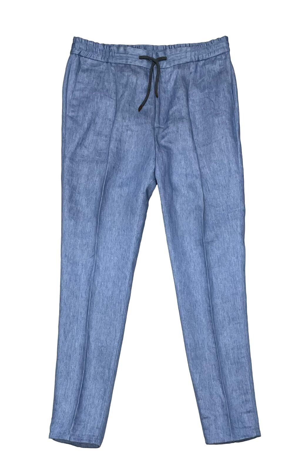Pre-owned Brunello Cucinelli Men's Pants Size 36 / 52 Blue Linen Drawstring - $1,675 Msrp