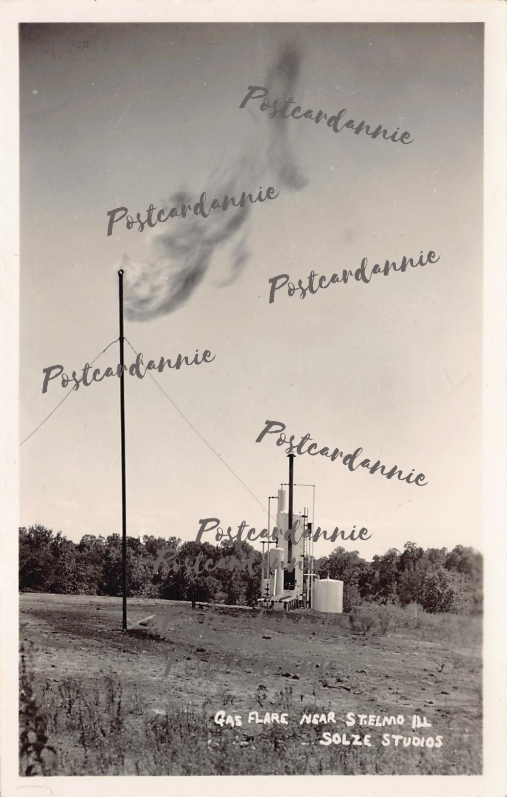 RPPC St Elmo IL Illinois Loudon Oil Field Well Tank Exxon Photo Vtg Postcard B17