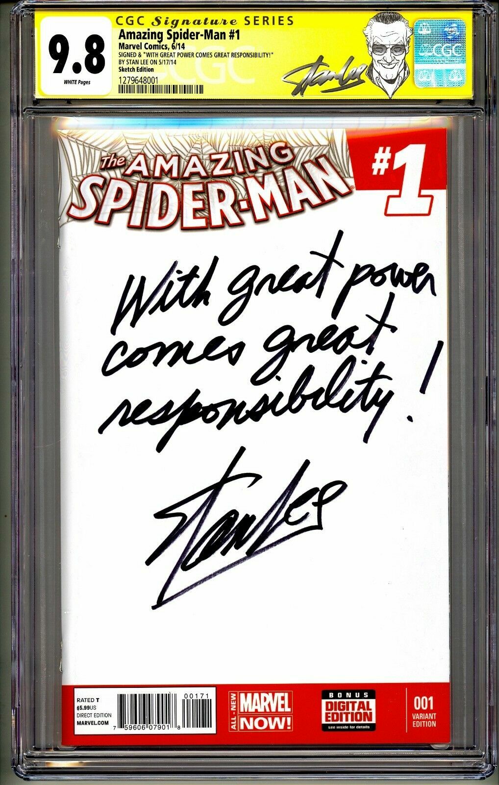 Amazing Spider Man 1 Cgc Ss 9 8 Stan Lee Quote Comment With Great Power Comes Ebay