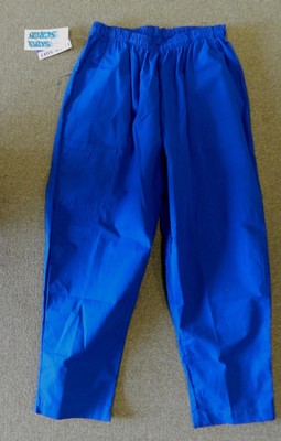 Scrub Pants Royal Blue Small Wide Leg Cargo Elastic Waist Uniform Blend New