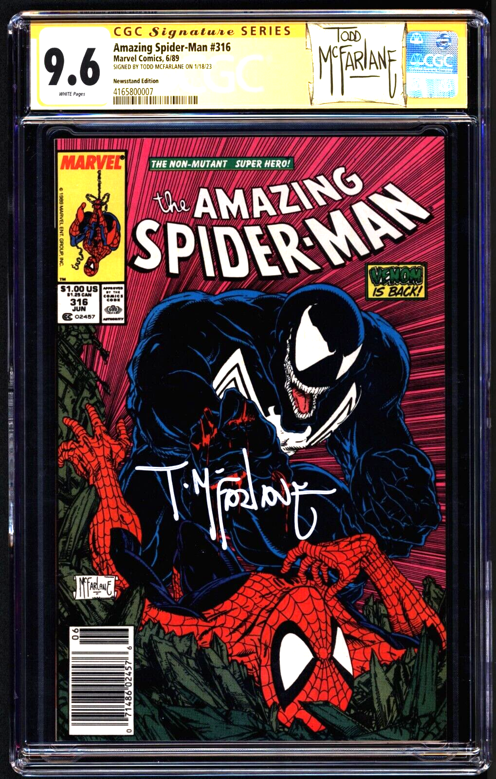 AMAZING SPIDER-MAN #316 CGC 9.6 TODD Mc.FARLANE SIGNED NEWS