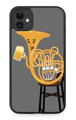 Funny Drunk French Horn Rubber Phone Case Horns Music Instrument Beer Beers DJ42